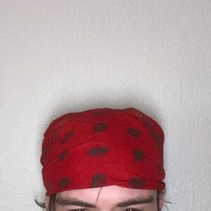 red bandana scarf accessory hat hair headwear cap retro punk grunge street wear